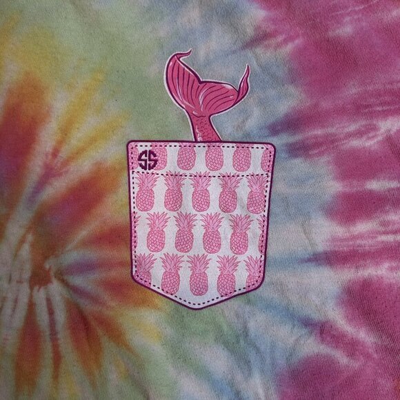 Simply Southern Mermaid Eat Sleep Beach Repeat Tie Dyed Coastal T Shirt Size XL - Picture 9 of 9